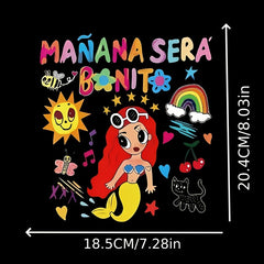Mermaid Iron On Heat Transfer Decal for T Shirts Hoodies Backpacks