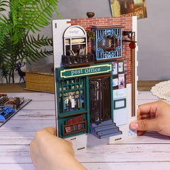 DIY Wooden Dollhouse Kit 3D Puzzle Book Stand Set with Furniture Crafts