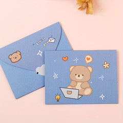 10pcs Cartoon Greeting Card Envelope DIY Message Small Card Birthday Postcard