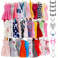 20pcs Mixed Mini Dress Necklaces Glasses Doll Accessories NO DOLL