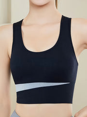 Colorblock Wireless Sports Bra for Running Workout