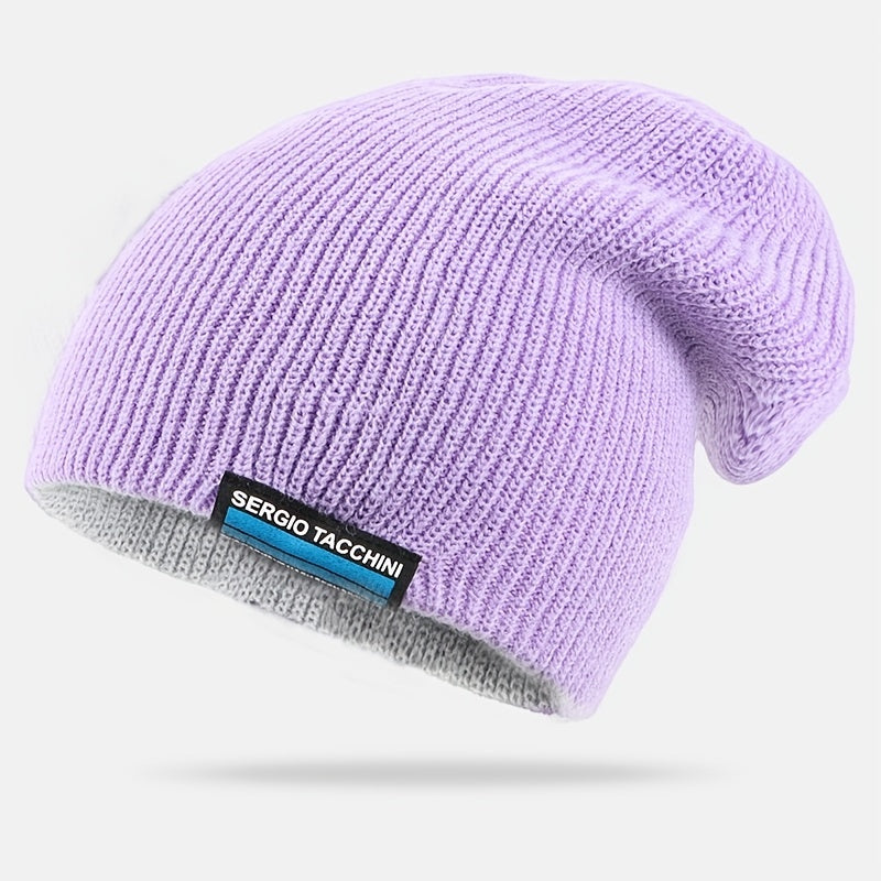 Winter Soft Beanie Hat Solid Warm Double Sided Wearable Unisex