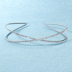 Double Row Cross Rhinestone Headband for Bridal Party Wedding