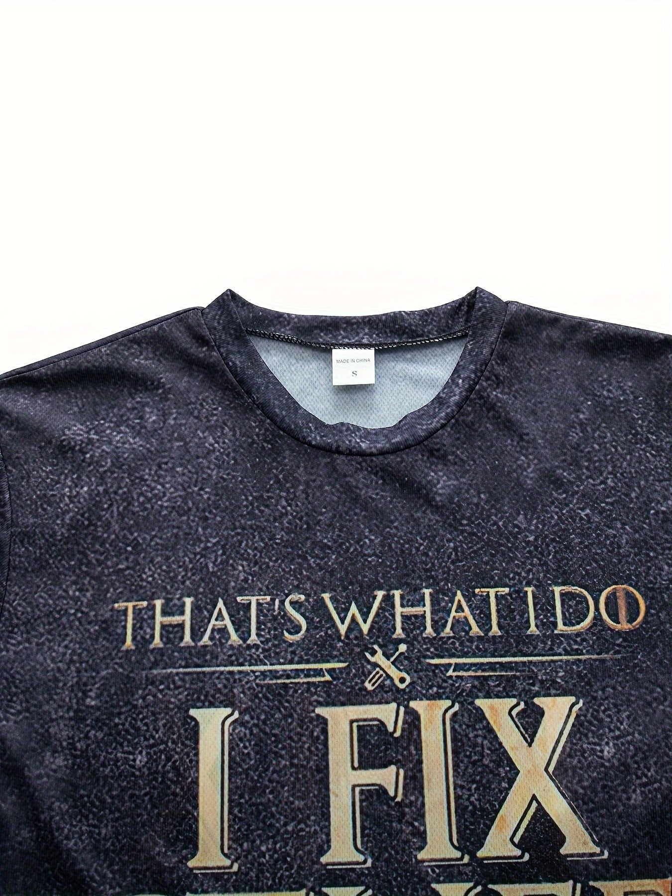 Men's I Fix Stuff Print Sports T shirt Casual Stretch Round Neck Tee Shirt