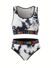 Tie Dye Letter Tape Bra & Panty Set