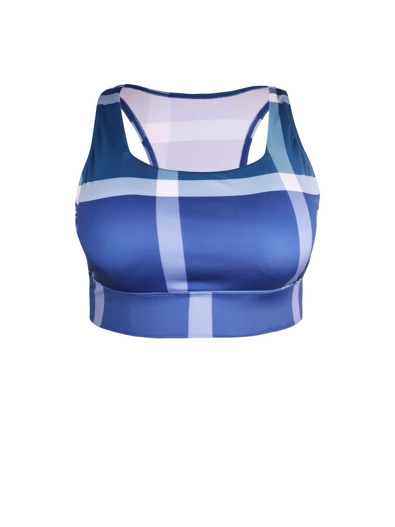Striped Racer Back Sports Bra High Stretch Active Yoga Bra