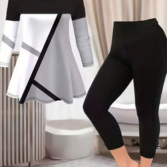 Colorblock Geo Print Peplum Top & Leggings Set