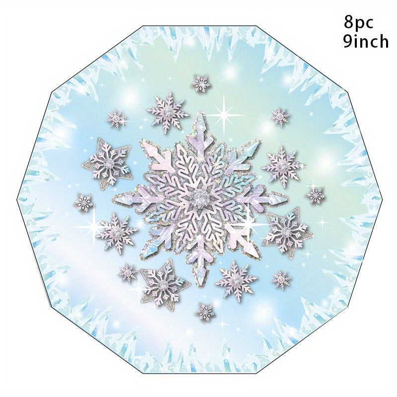 Snowflake Party Tableware Set - Plates, Cups & Napkins for Birthdays