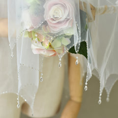 Double Layer Bridal Veil with Tassel Crystal