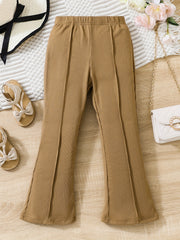 Girls' Ribbed Flare Leg High Waist Bell Bottom Pants