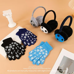 Winter Sports Acrylic Earmuffs & Gloves Set Hand Wash Stretch Fit Ear Warmers
