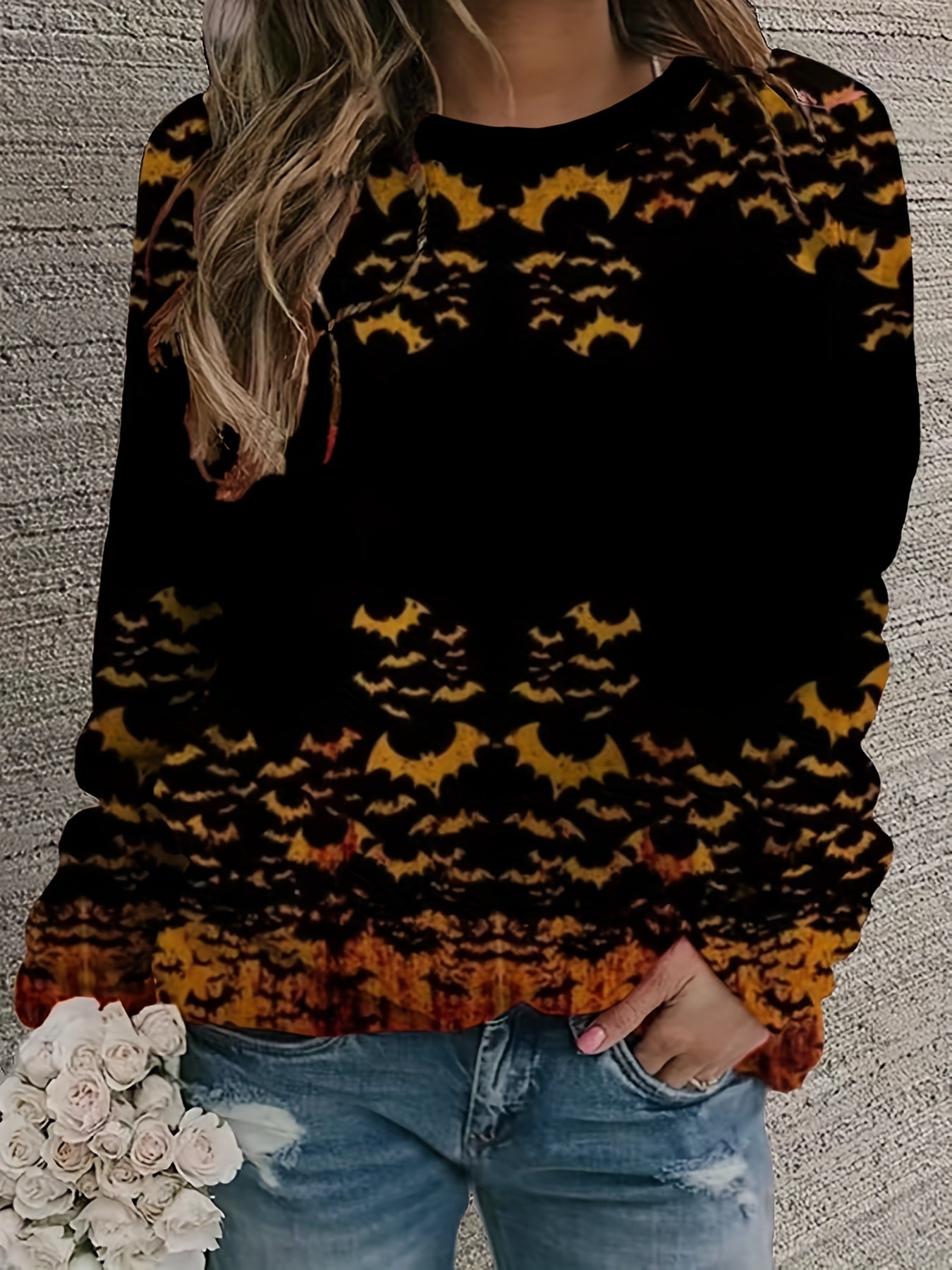 Halloween Block Pullover Sweatshirt for Women