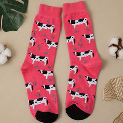 Cow Print Crew Socks - Women's Stockings