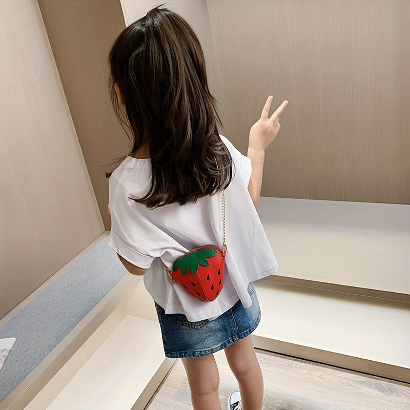 Girls Cartoon Strawberry Shaped Bag Messenger Mini Coin Purse Decorative