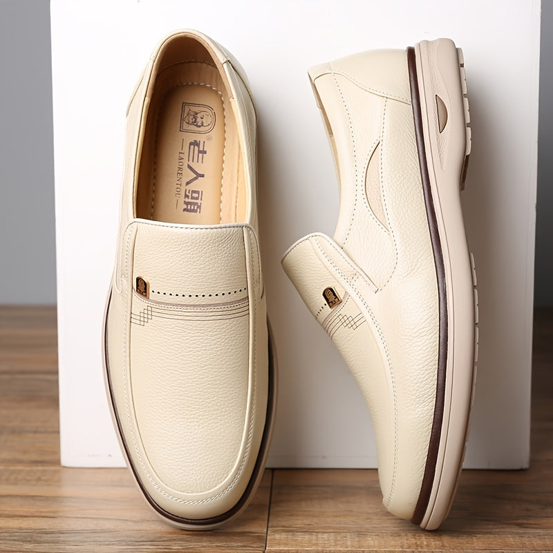 LAORENTOU Men's Leather Slip On Oxfords