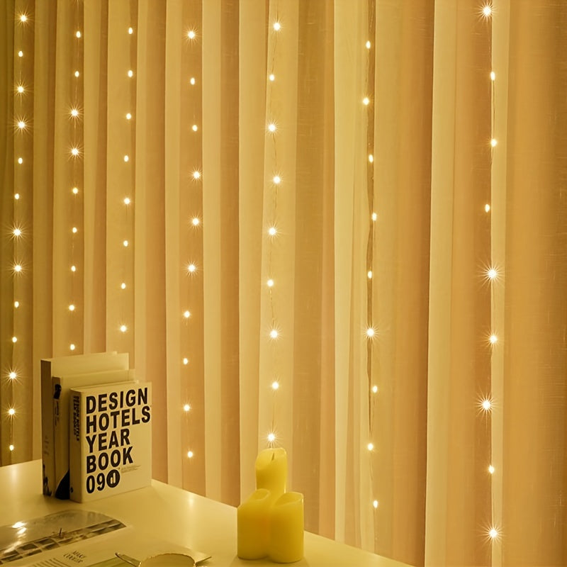 Remote Control LED Christmas Lights Copper Wire Curtain String Fairy Light
