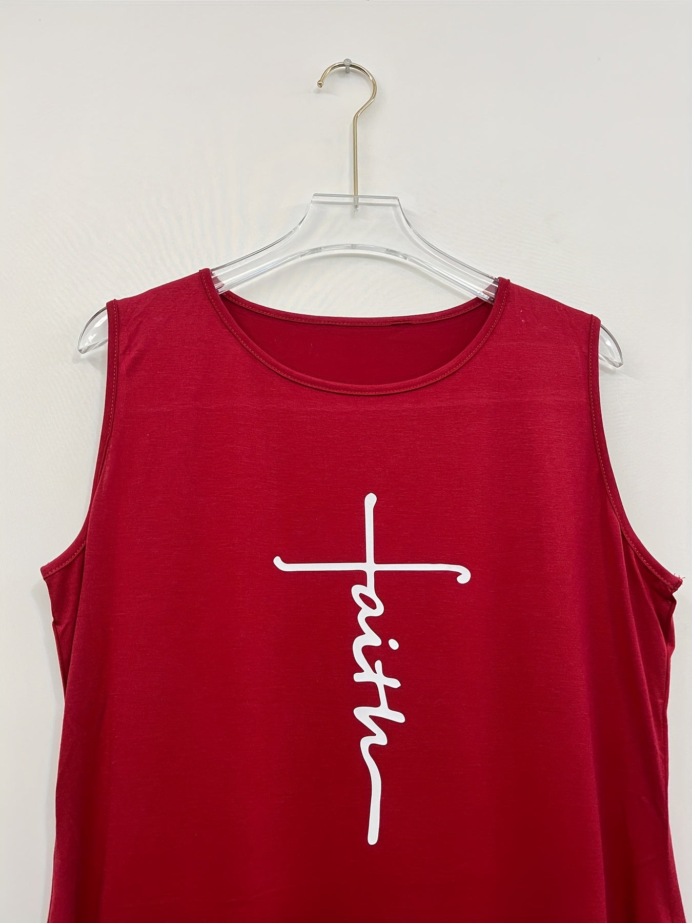 Art Letter Print Round Neck Tank Maxi Dress