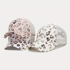 Leopard Ponytail Hole Adjustable Baseball Cap Hip Hop Hat