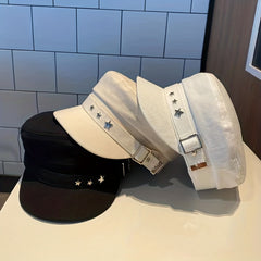 Men's Solid Cotton Newsboy Hat for Autumn/Winter