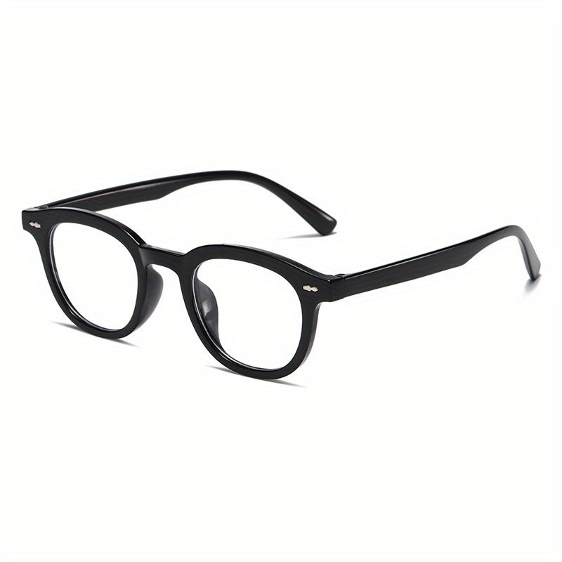 Men's Round Small Frame Flat Preppy Plastic Glasses