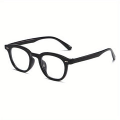 Men's Round Small Frame Flat Preppy Plastic Glasses
