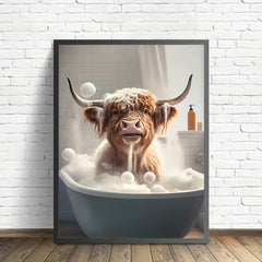 Highland Cow Canvas Print Bathroom Wall Art