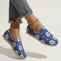 Women's Floral Print Loafers Slip On Canvas Shoes