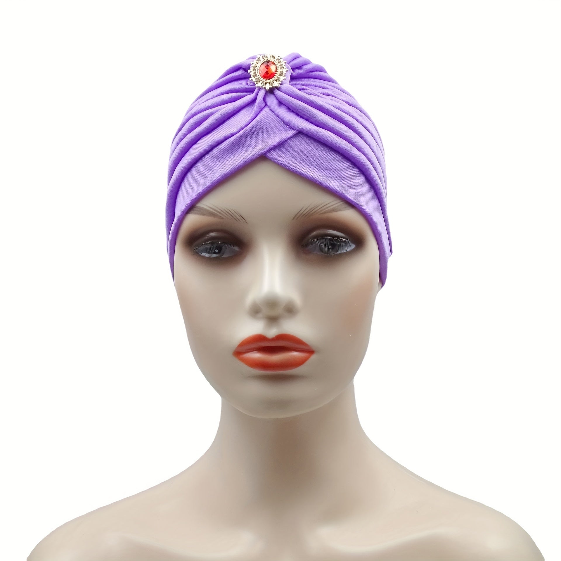 Artificial Gemstone Decor Turban Cap Hijab Hat Head Wrap Chemo Beanie