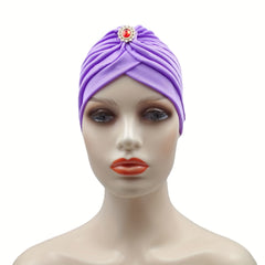 Artificial Gemstone Decor Turban Cap Hijab Hat Head Wrap Chemo Beanie