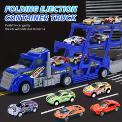 Deformation Track Toy Car With 4 Alloy Small Cars Inertia Ejection Storage