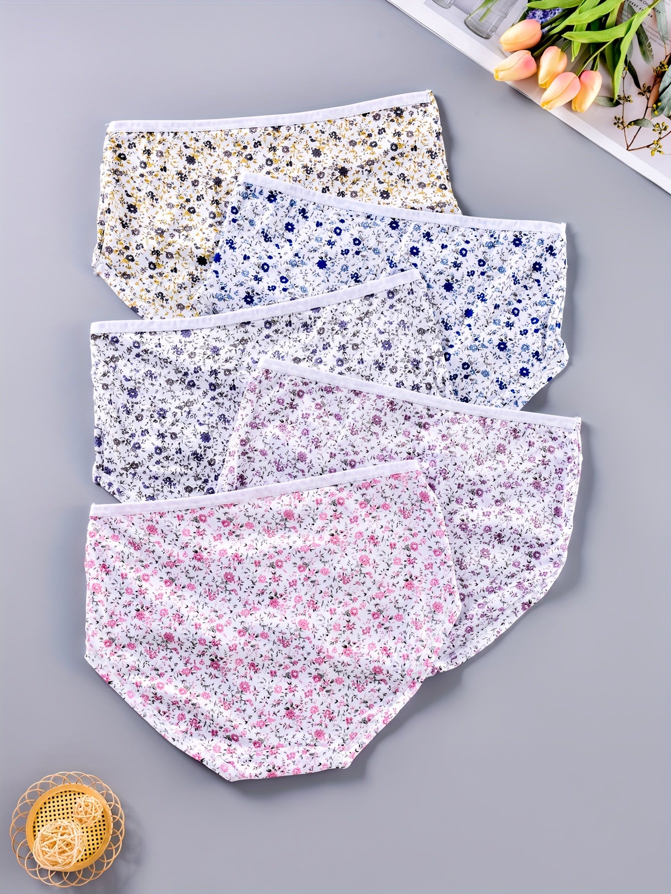 5 Pack Plus Size Panties Set High Waisted Soft B