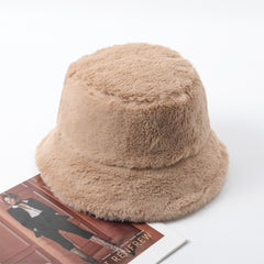 Unisex Winter Bucket Hat Packable Fluffy Fur Warm Fisherman Hats