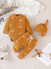 Infant Baby Boy Clothes Ribbed Knitted Sun Print Long Sleeve Romper