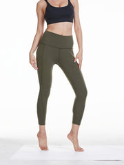 Women's High Waist Cropped Pants with Side Pockets for Yoga