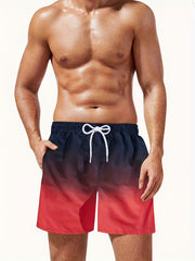 Gradient Stripe Pattern Quick-drying Beach Shorts Men's Summer Shorts