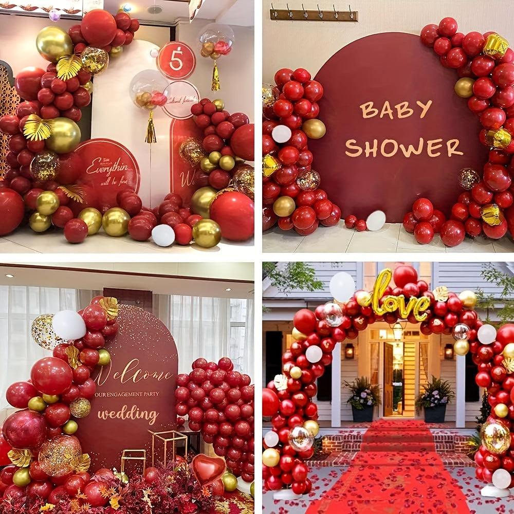 Red Golden Balloon Garland Wedding Christmas Birthday Party Decoration