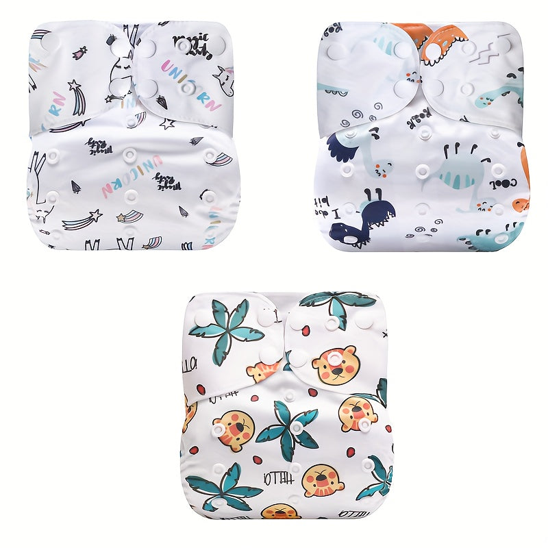 3pcs Reusable Cloth Diapers For Girls Boys Adjustable Washable Nappy