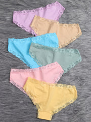 6 Pcs Lace Low Waist Women's Briefs Panties