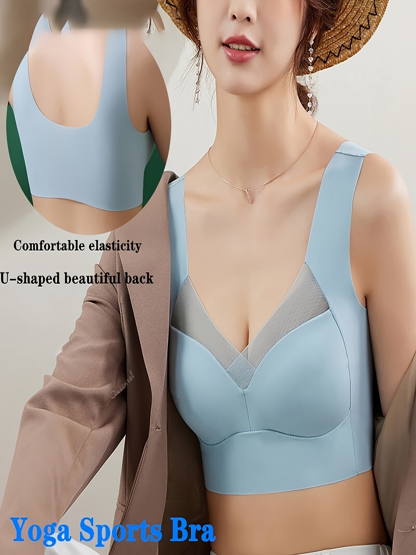 Mesh Wireless Push Up Sports Bra