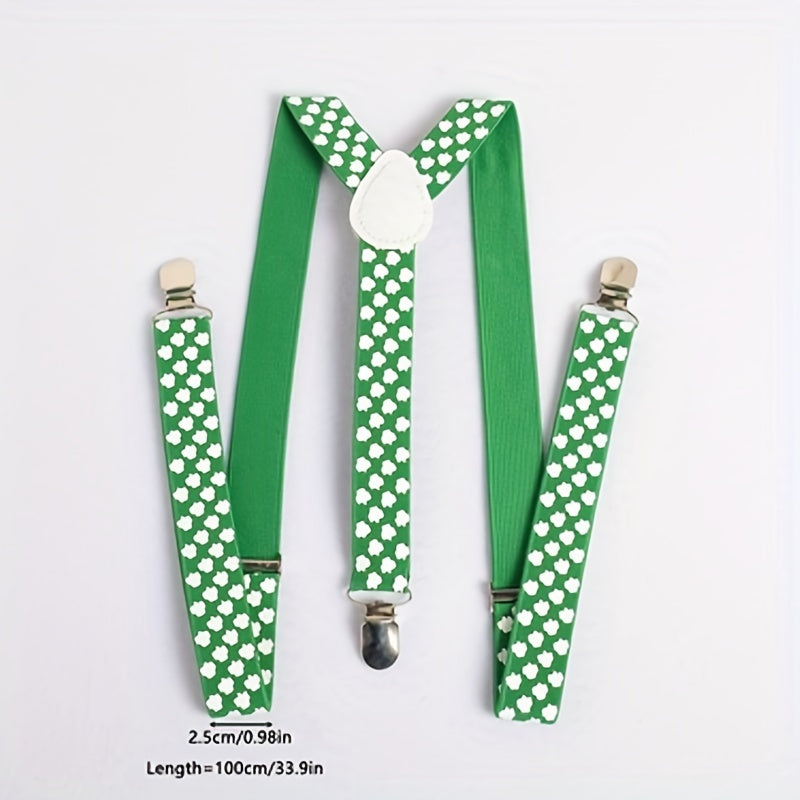 Men's Striped Elastic Strap Four Button Buckles Overall Suspenders
