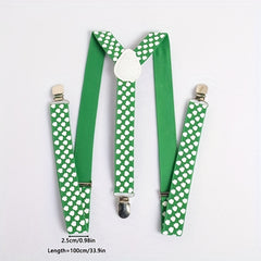 Men's Striped Elastic Strap Four Button Buckles Overall Suspenders