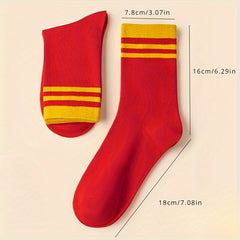 Men's Stripe Crew Socks Breathable Comfy Casual Unisex Socks