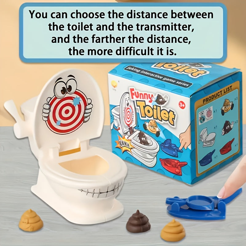 Toilet Shooting Game Set with Cartoon Toilet & Launchers - Kids' Entertainment