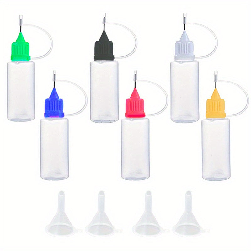 Lab Dispensing Needle Tip Bottle W/ 4 Funnels Multicolor Lids