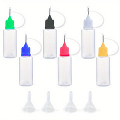 Lab Dispensing Needle Tip Bottle W/ 4 Funnels Multicolor Lids