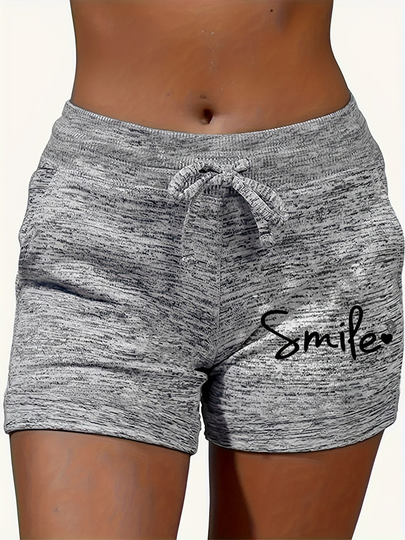 Smile Print Drawstring Shorts Casual Shorts For Summer