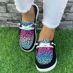 Leopard Pattern Flat Shoes Women's Casual Lightweight Soft Walking Shoes