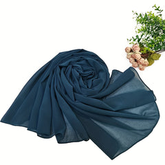 Solid Chiffon Hijab Thin Breathable Scarf Casual Shawl