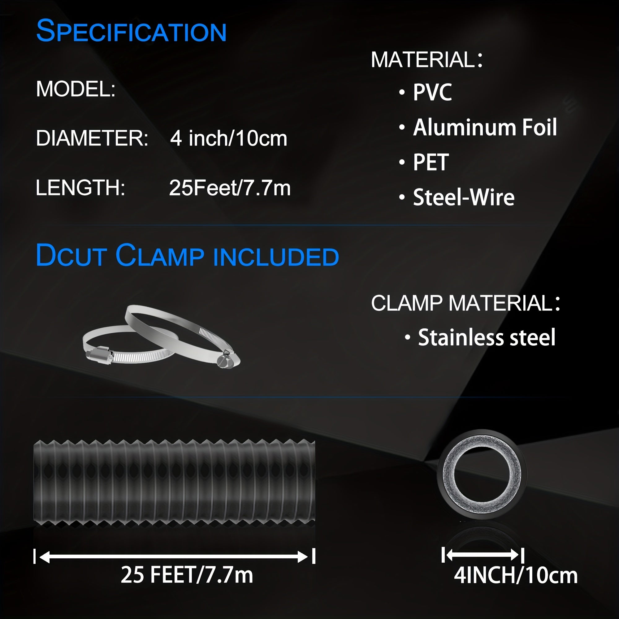 10 16 Cm 7 62meter Dryer Vent Hose Flexible Insulated Air Ducting PVC