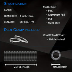 10 16 Cm 7 62meter Dryer Vent Hose Flexible Insulated Air Ducting PVC